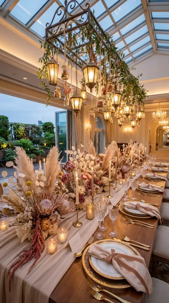 Pampas and Dried Flower Fusion Centerpieces