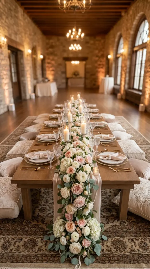 Pampas Grass Table Runners Down the Center