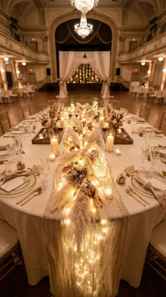 Pampas Grass with Fairy Lights