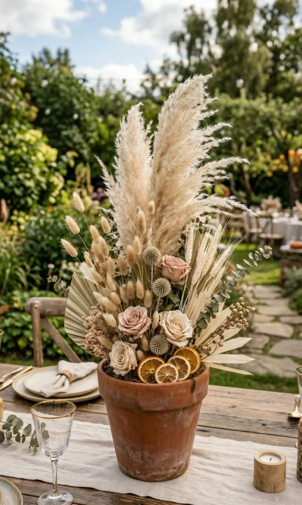 Pampas Grass and Dried Floral Centerpieces