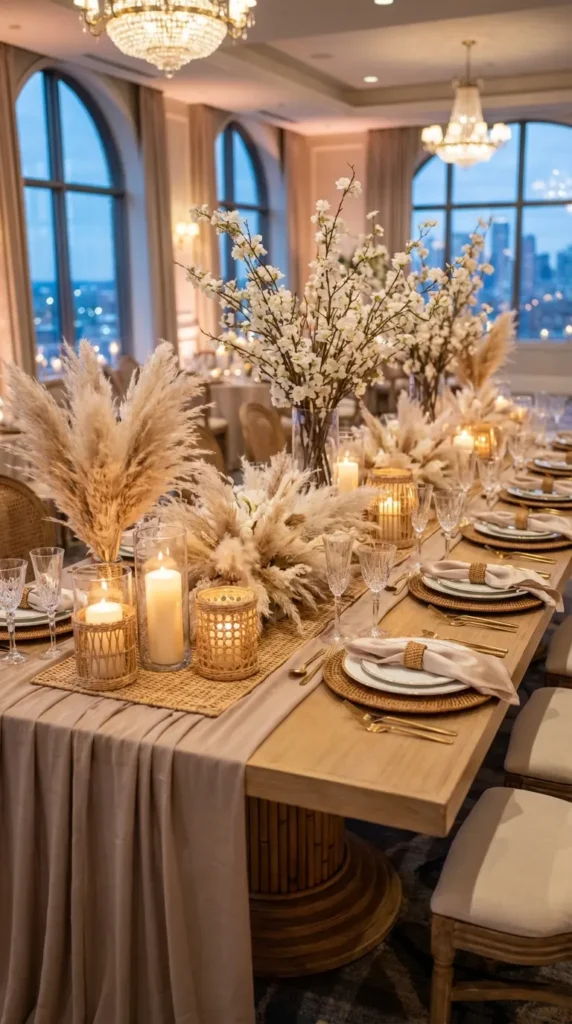 Pampas Paired with Woven Rattan Details