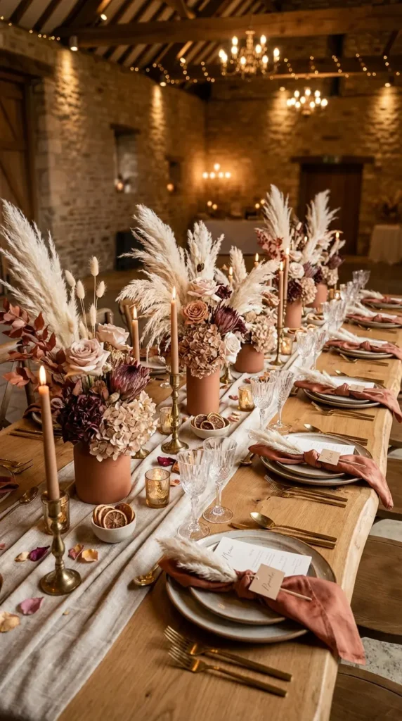 Pampas-Infused Dreamy EarthTone Tablescape