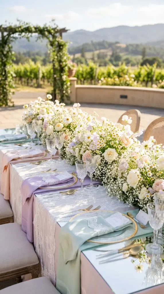 Pastel Linen and Lace Table Settings for Soft Romance