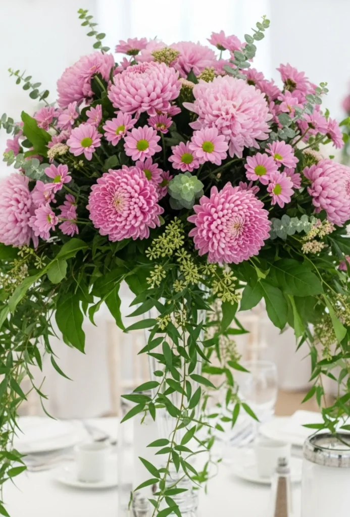 Pink Chrysanthemum + Greenery Mix