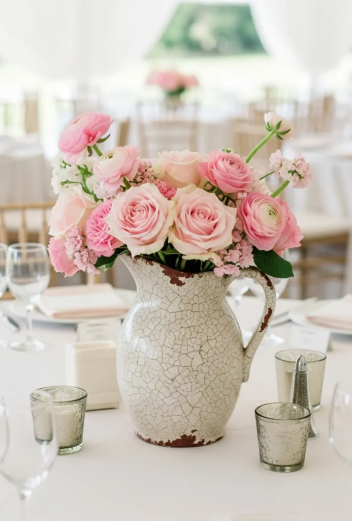 Pink Florals in Vintage Vessel