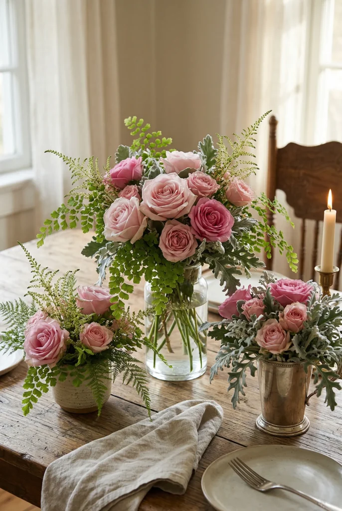 Pink Roses + Soft Foliage Blend