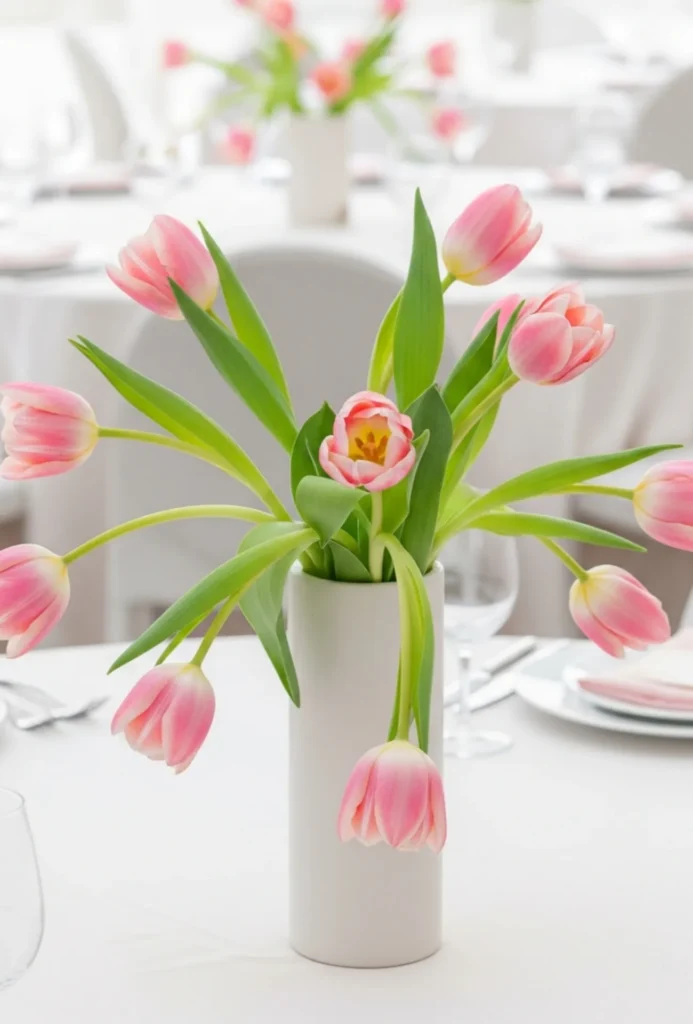 Pink Tulip Minimalist Vase Design