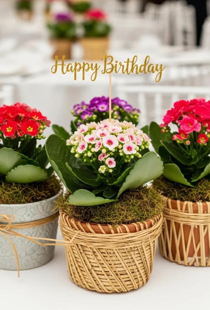 Potted Flowering Plants as Centerpieces