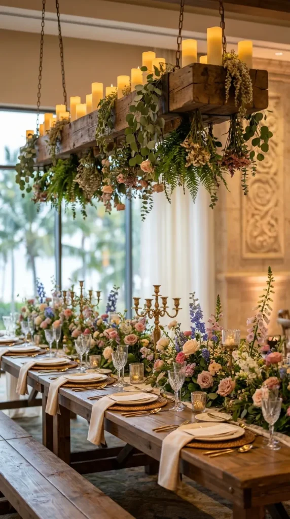 Reclaimed Wood Candle Chandelier Elements