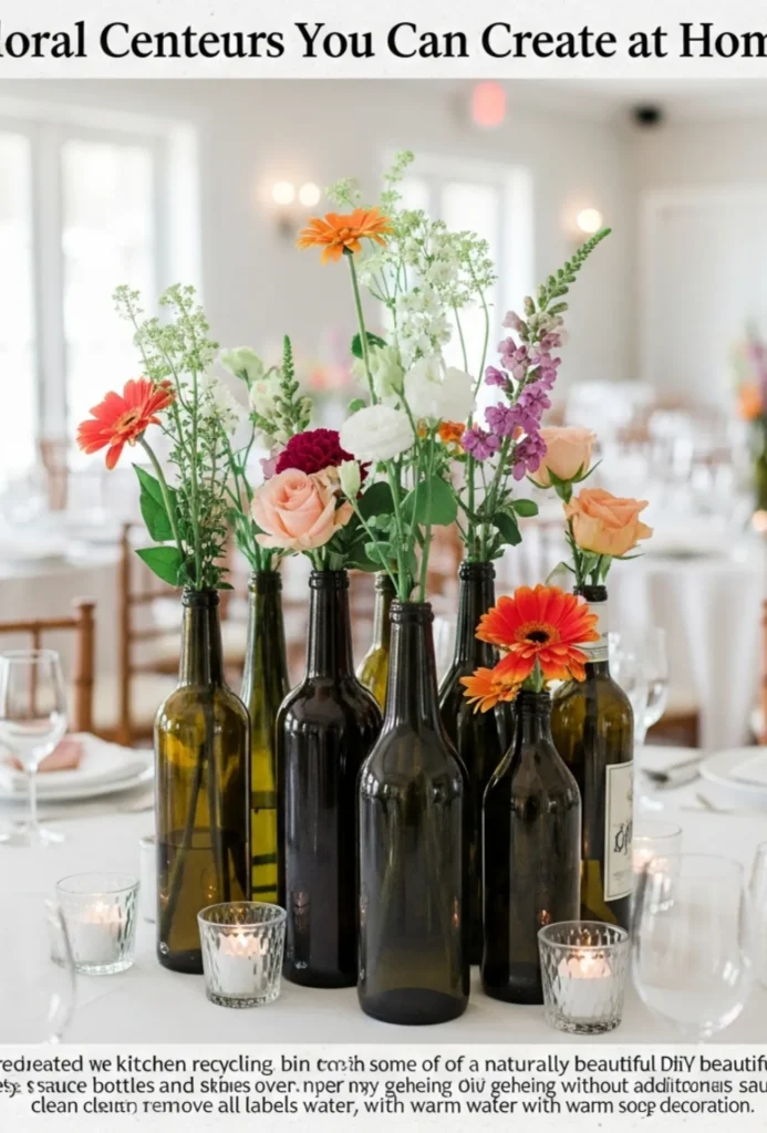 Recycled Glass Bottle Flower Displays