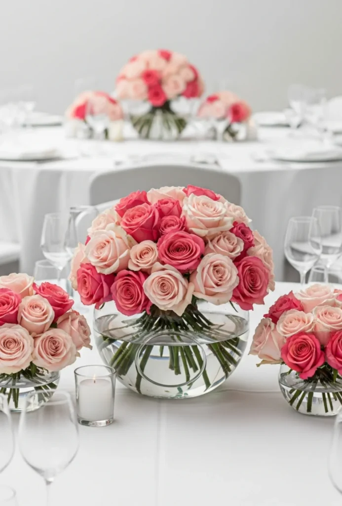 Rose + Glass Orb Modern Arrangements