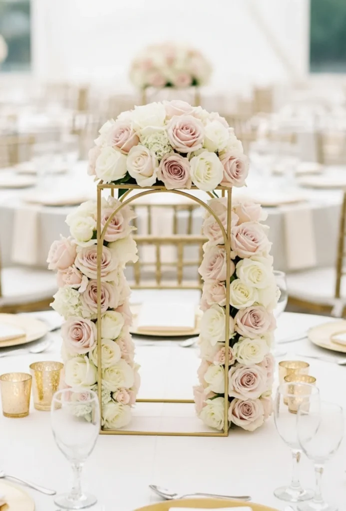 Rose + Gold Geometric Stand Centerpieces