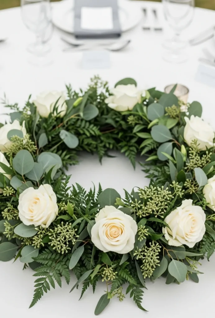 Rose + Soft Greenery Halo Centerpieces