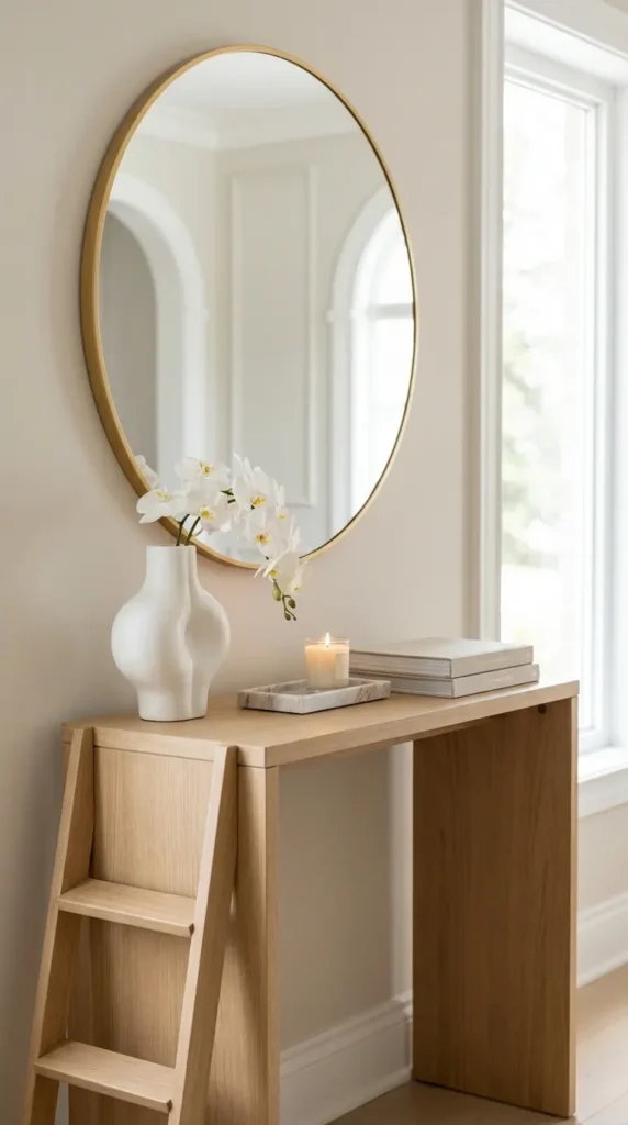 Round Statement Mirror with Minimal Decor Styling