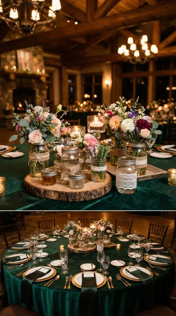Rustic Mason Jar Flower Arrangements