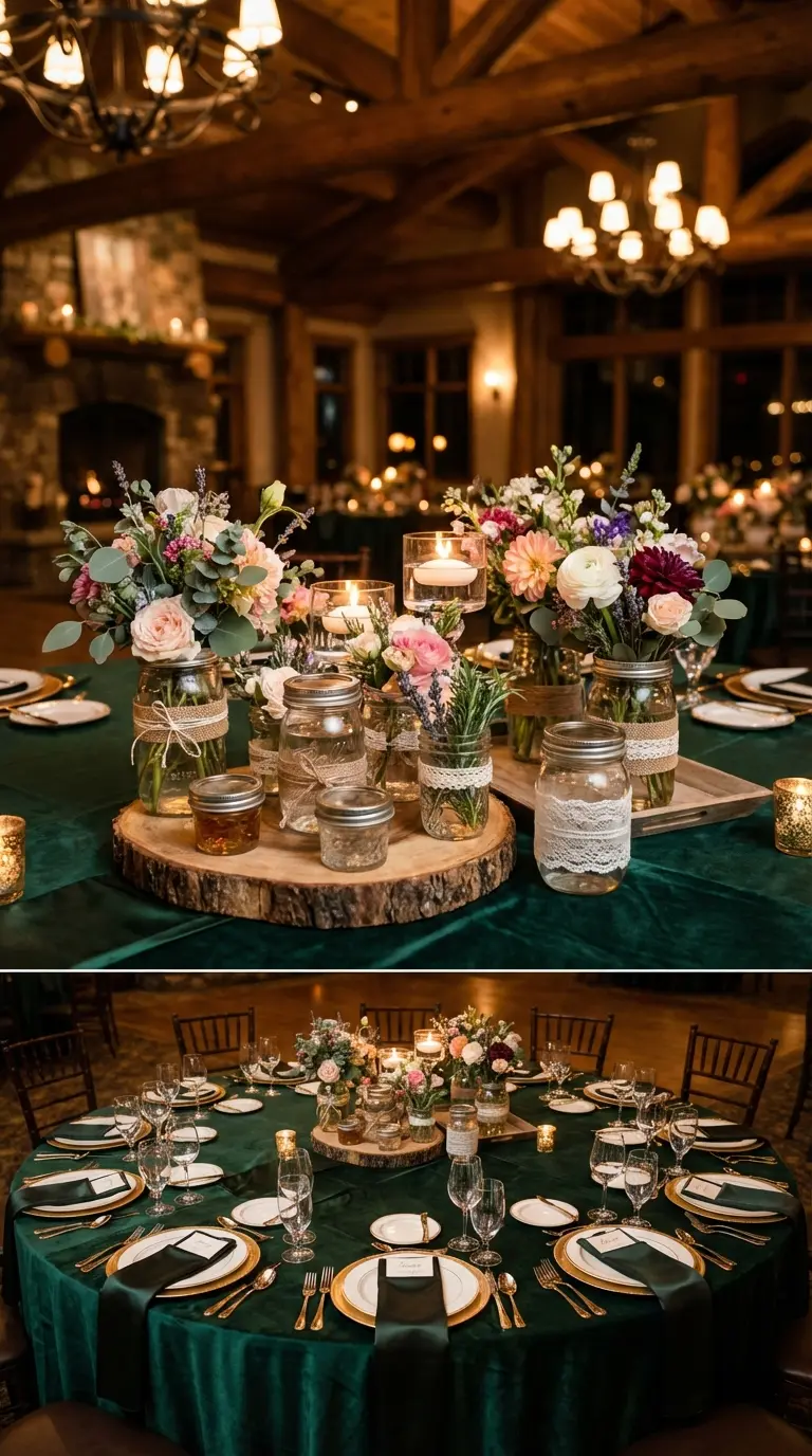 Rustic Mason Jar Flower Arrangements