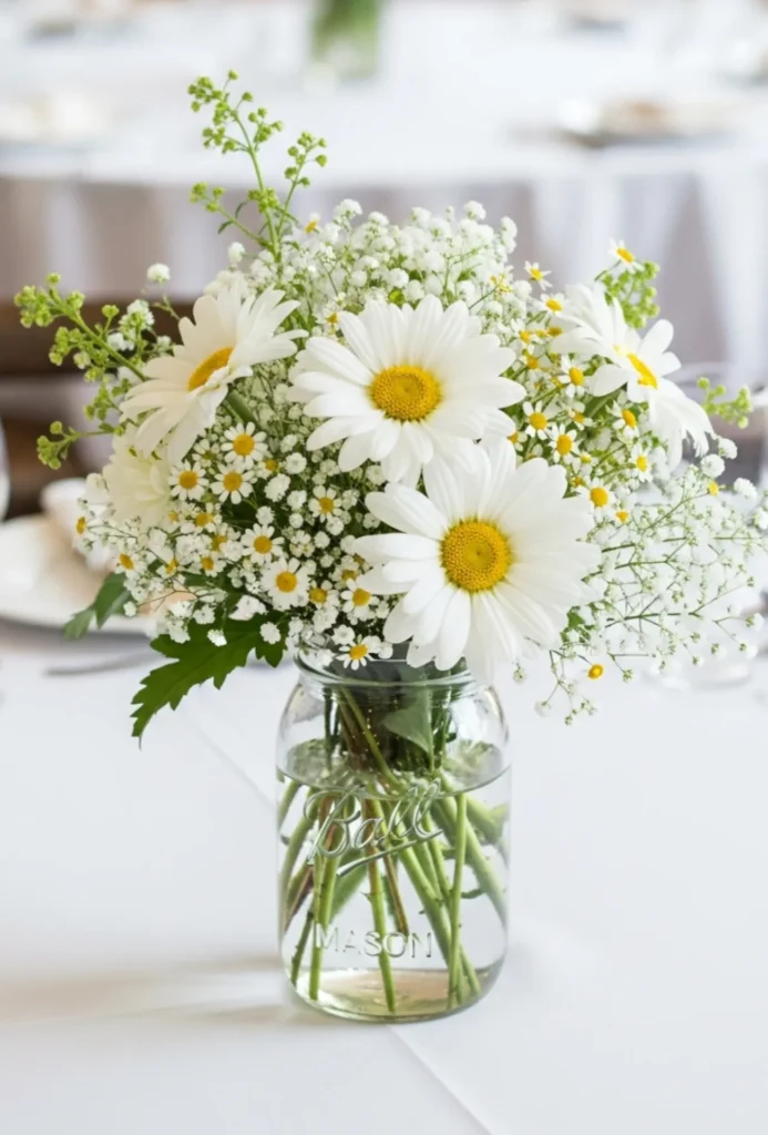 Rustic White Daisy + Lace Flower Mix