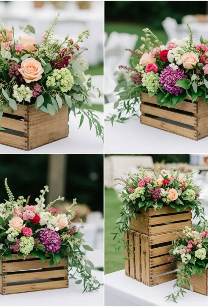 Rustic Wooden Crate Floral Arrangements