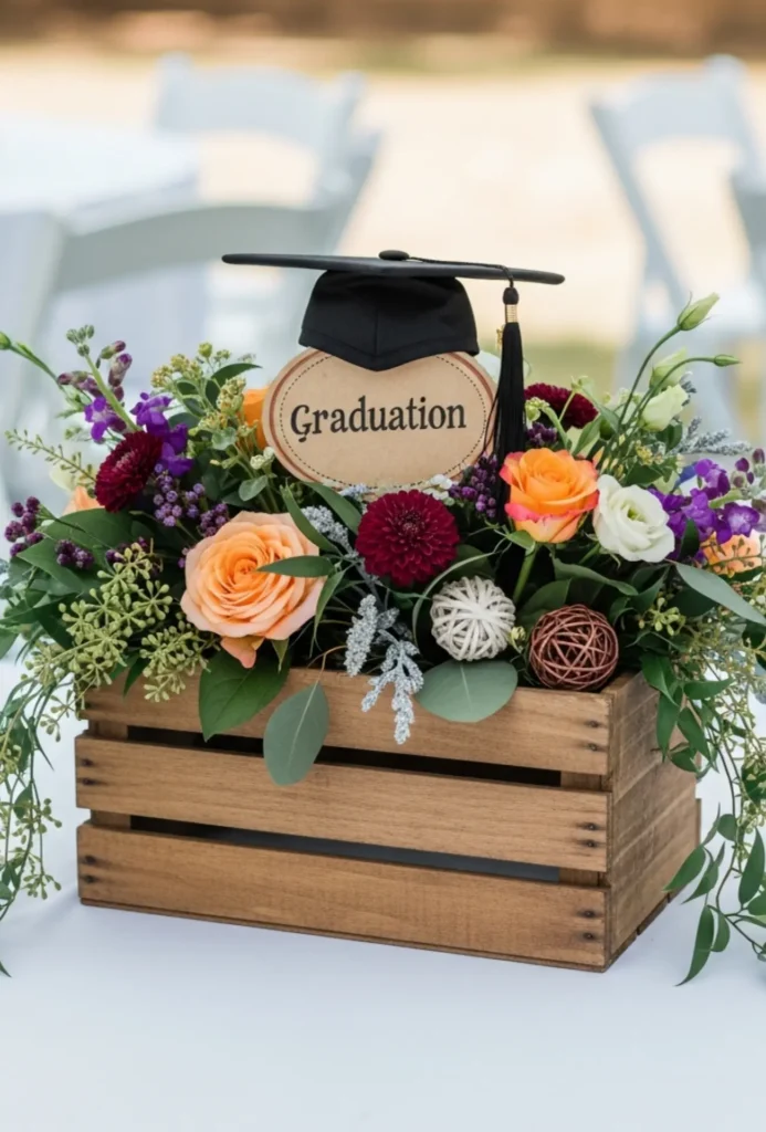 Rustic Wooden Crate and Floral Centerpieces