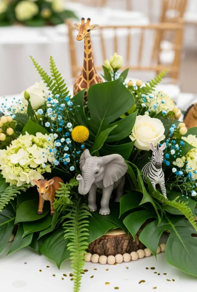 Safari Baby Animals and Greenery Centerpieces
