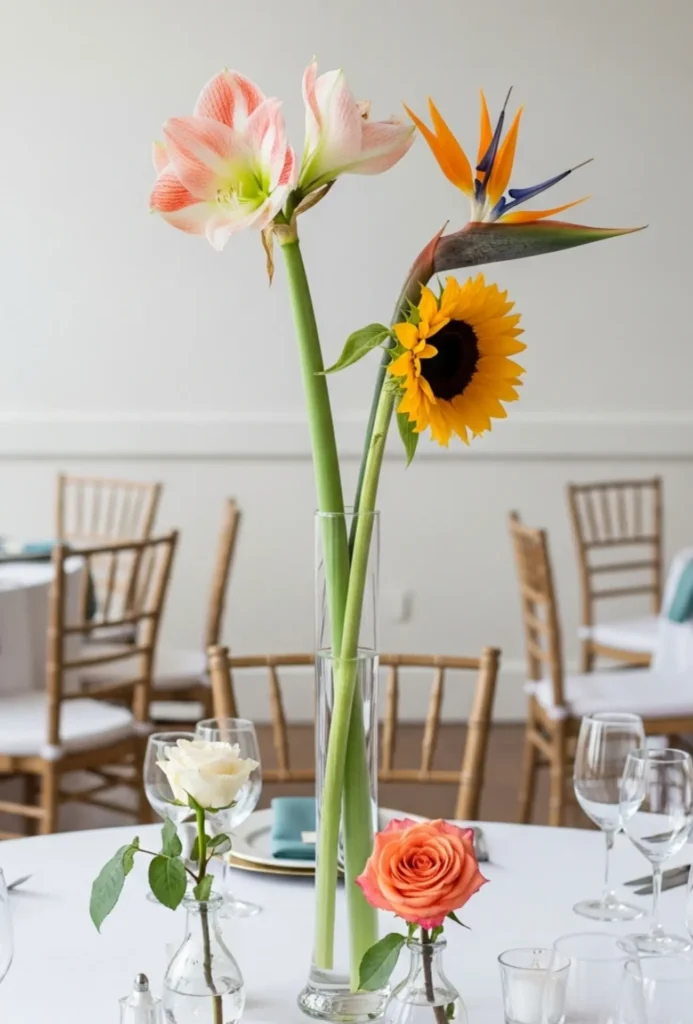 Single Statement Flower in Tall Vase
