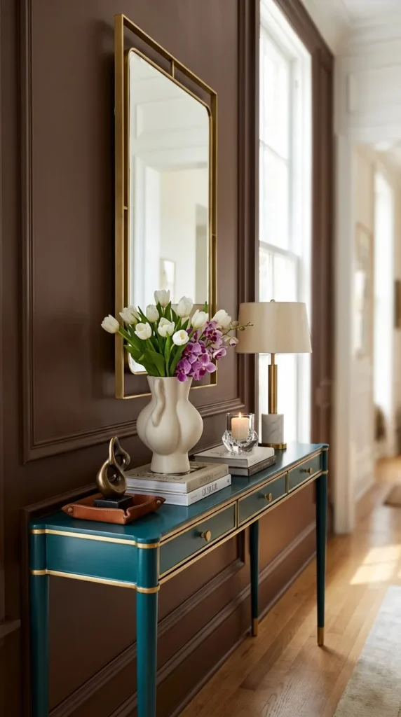 Slim Console With Floating Wall Mirror