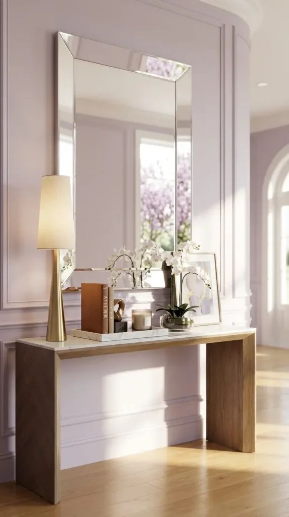 Slim Modern Lamp for a Narrow Entryway Console