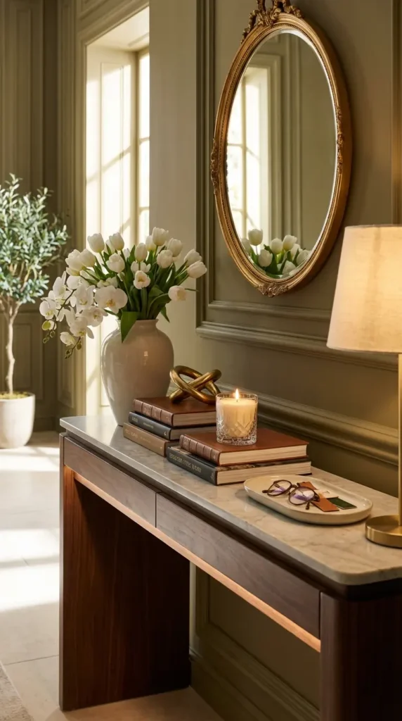 Small Console Styled as a Mini Reading Nook