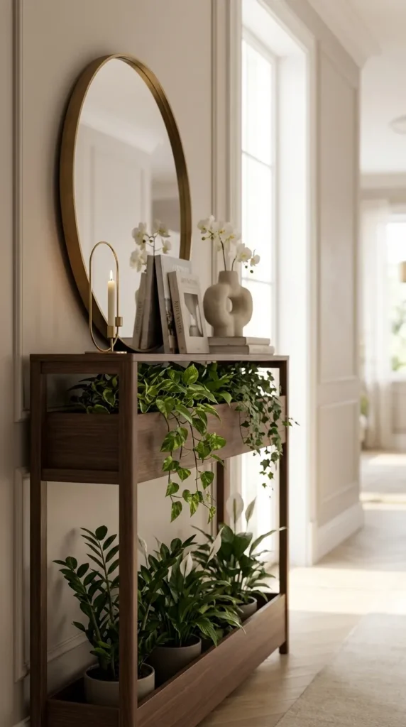 Small Console With Integrated Planters