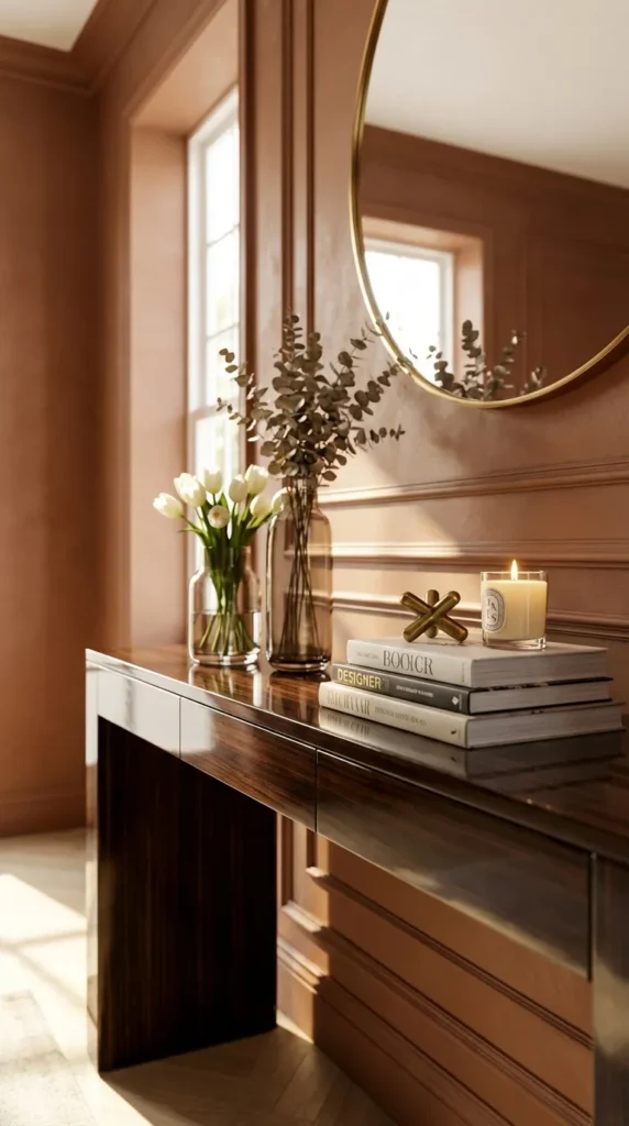 Soft Minimal Console With Glass Vases