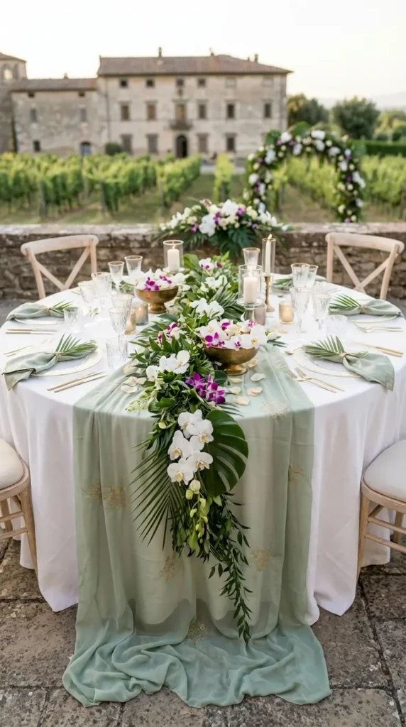 Soft Pastel Linen Overlays with Floral Accents