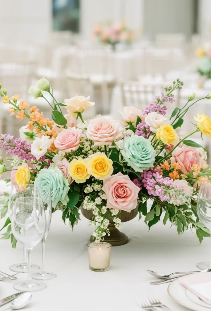 Soft Pastel Mixed Floral Arrangements