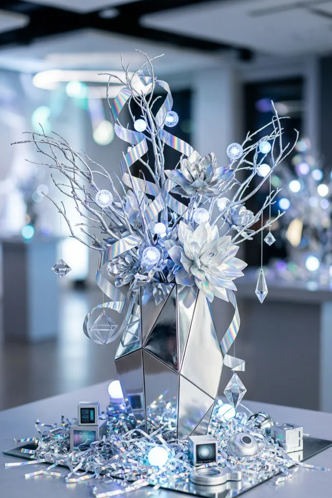 Space Age Futuristic Chrome and LED Centerpieces