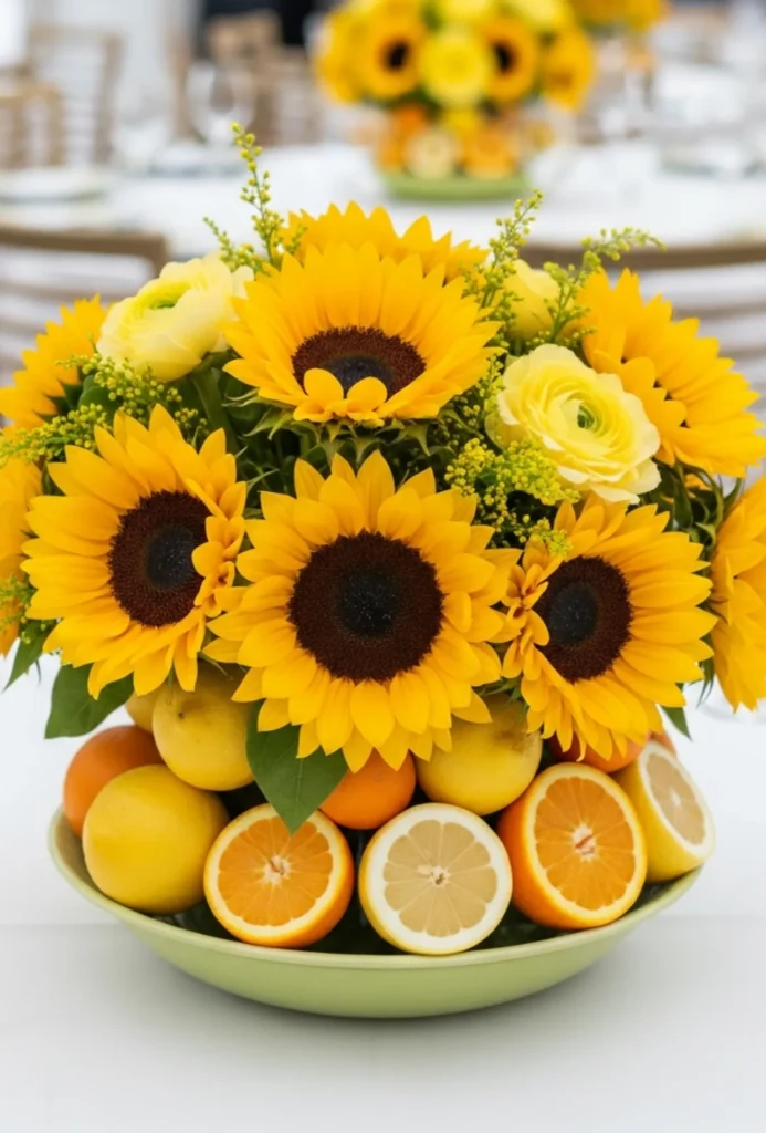 Sunflower + Citrus Fruit Styling