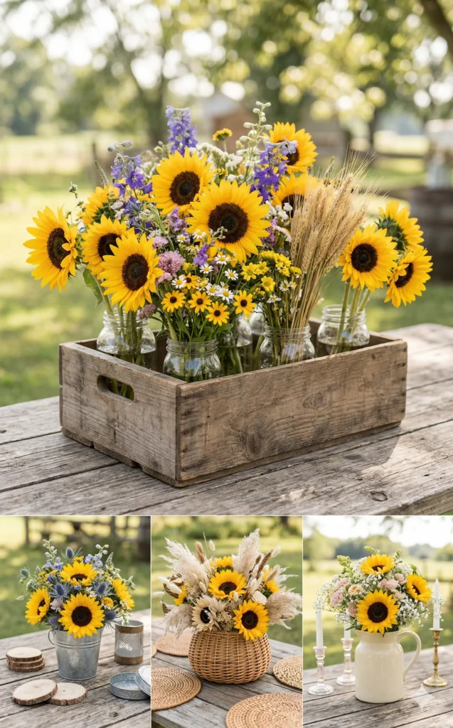 Sunflower Rustic Crate Display
