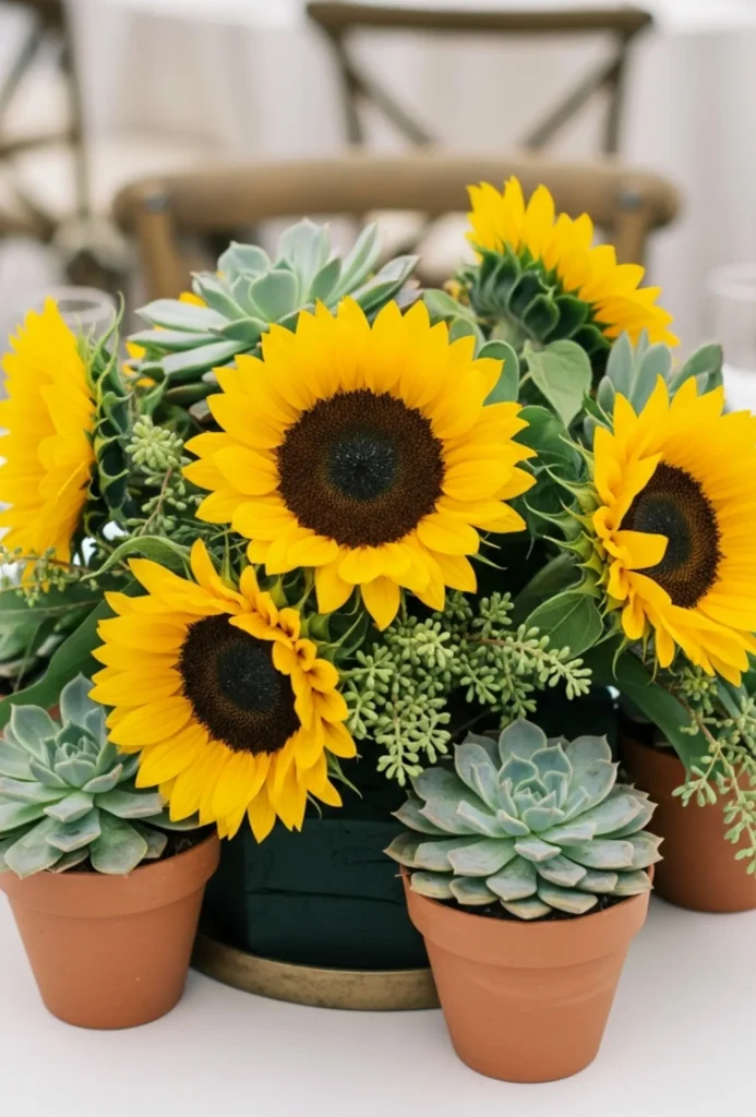 Sunflower + Succulent Mix