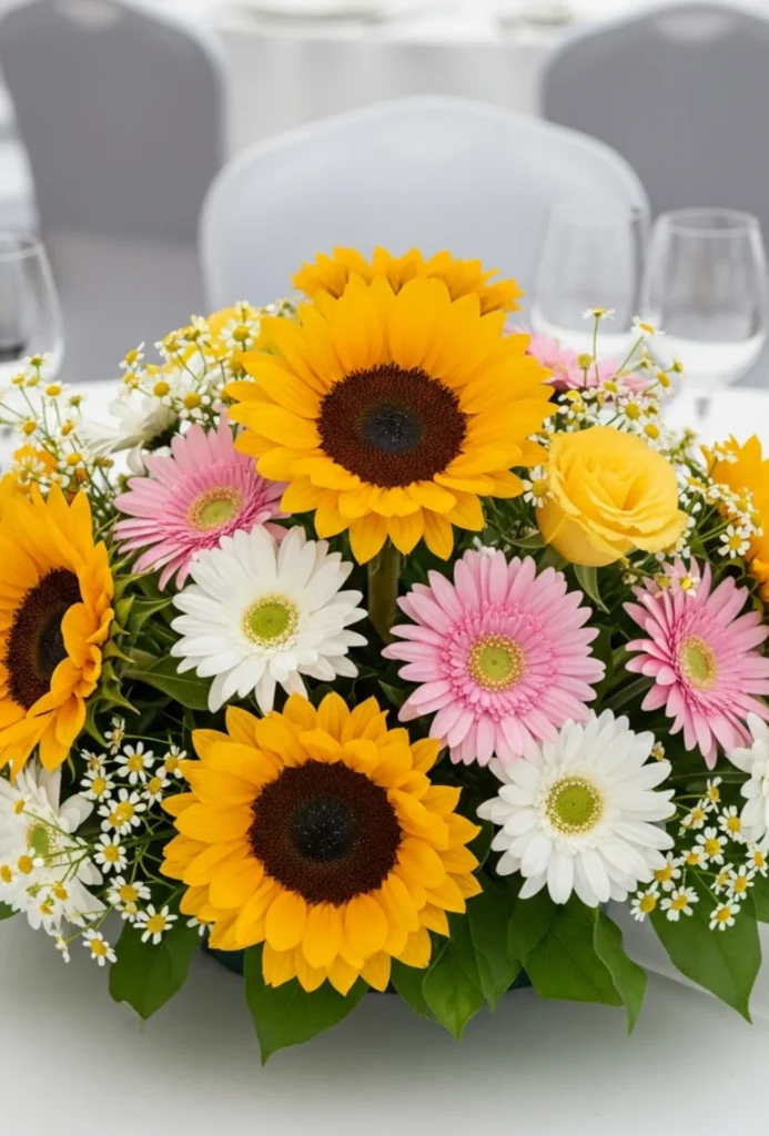  Sunflowers Paired with Daisies