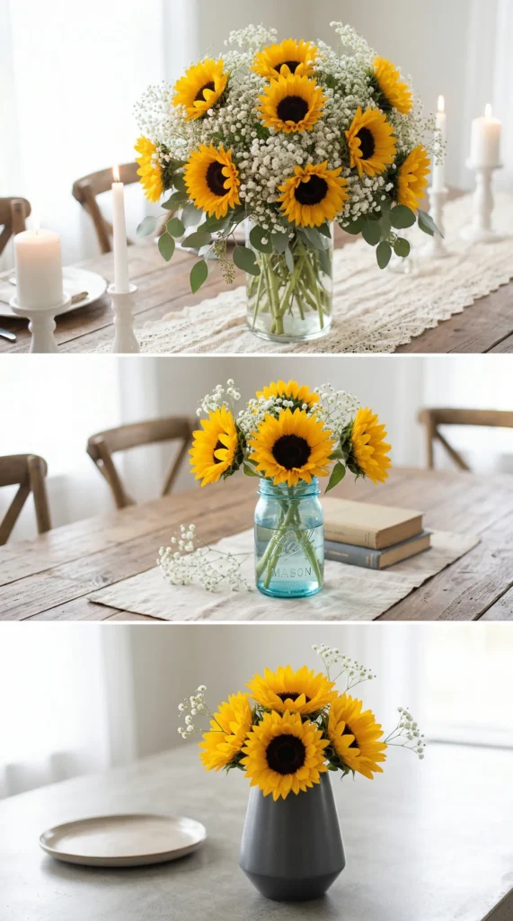 Sunflowers with Baby's Breath