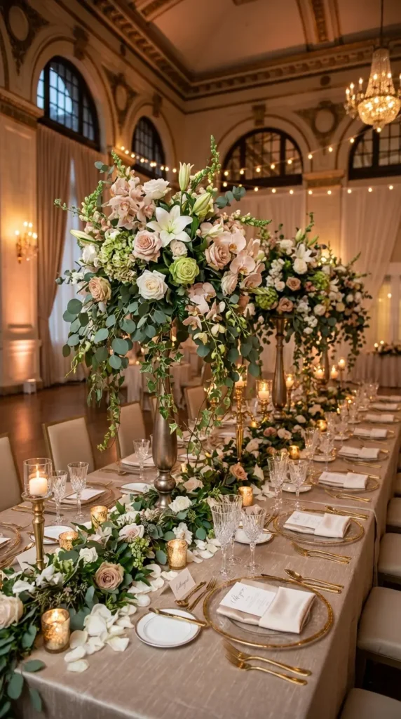 Tall Floral Centerpieces with Cascading Greenery