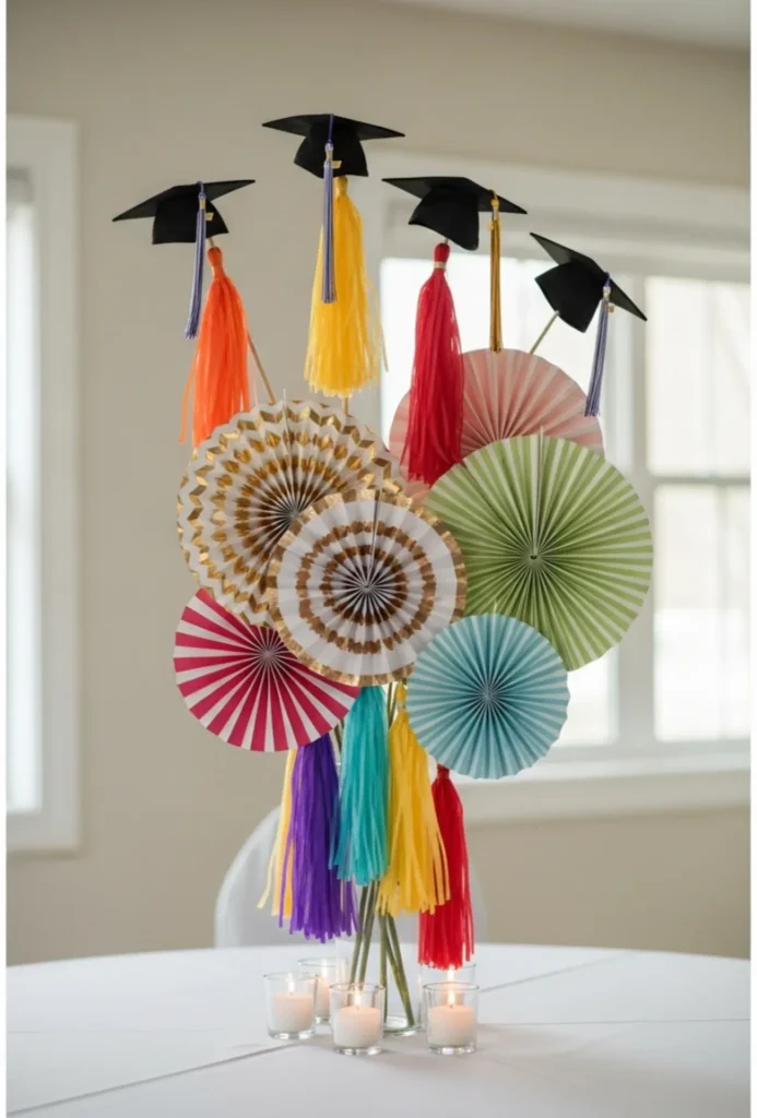 Tassel and Paper Fan Decorative Centerpieces