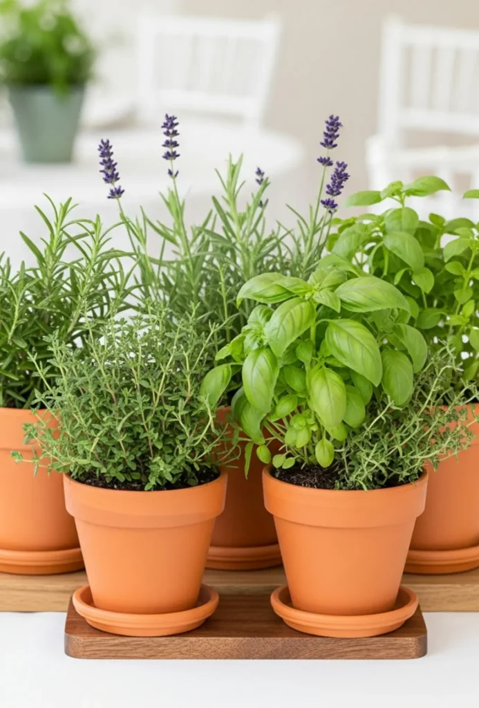 Terracotta Pot Herb Garden Centerpieces
