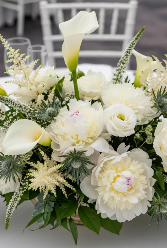 Textured White Blooms With Greenery