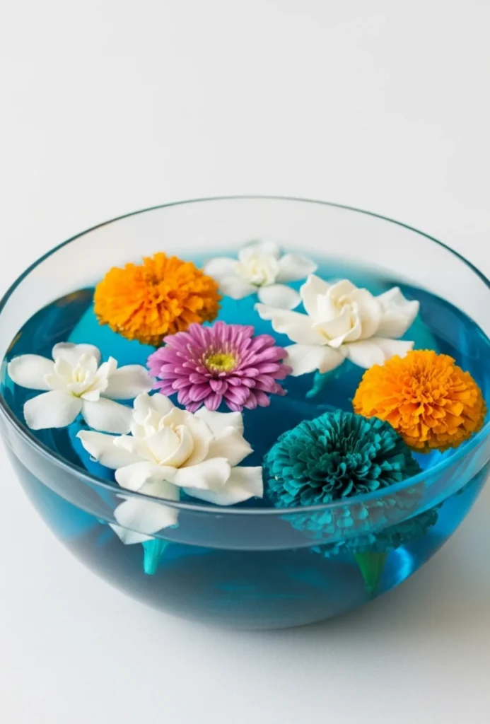 Tinted Water & Floating Flowers