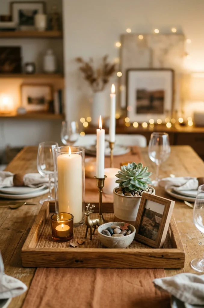 Tray with Candles and Small Decor Objects