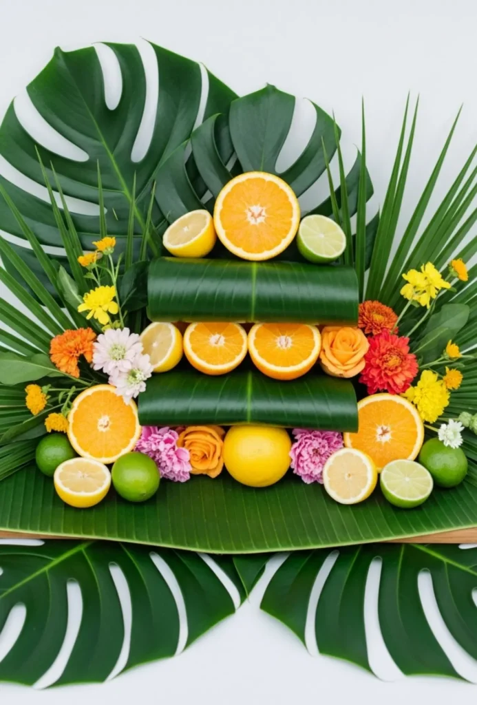 Tropical Palm and Citrus Centerpieces