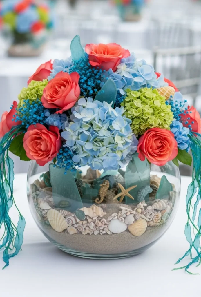 Under the Sea Coral and Shell Centerpieces