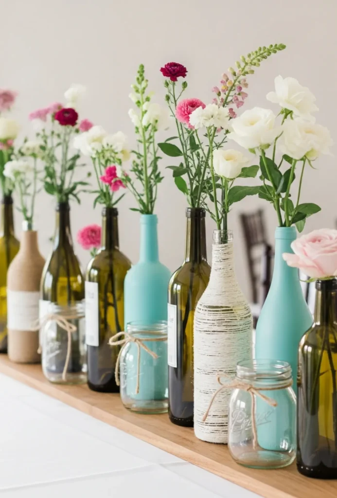 Upcycled Bottle Vase Centerpieces