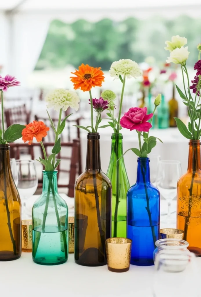 Vintage Bottle Floral Arrangements
