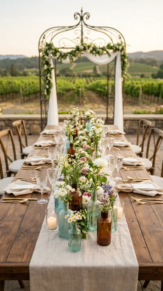 Vintage Glass Bottle Flower Arrangements