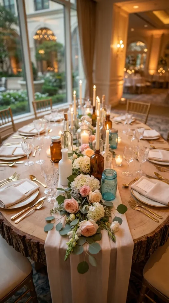 Vintage Glass Bottles as Candleholders